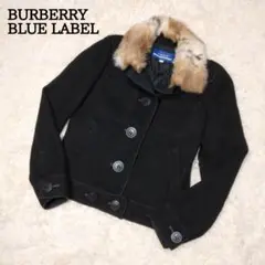 BURBERRY BLUE LABEL ファー付きジャケット 裏地シャドーロゴ