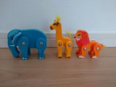 木製動物おもちゃセット（ゾウ・キリン・ライオン）
