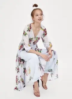 新品☆ZARA ザラ フラワー柄ローブワンピース XS