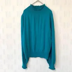 a.v.v standard ハイネックニットプルオーバー　薄手　青　L 差し色