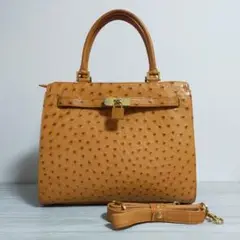 オーストリッチ バッグ 2way ハンドバッグ ショルダーバッグ 本物