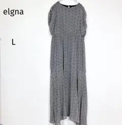 elgna ブラック 花柄 ワンピース Lサイズ 新品