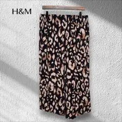 エイチアンドエム H&M ワイドパンツ【L】黒 ヒョウ柄 ウエストゴム