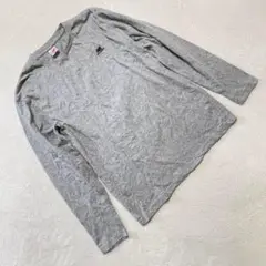 new balance Tシャツ 長袖 グレー ロゴ クルーネック Lサイズ