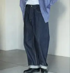 【lee】★100周年限定モデル★ 右綾セルビッジ　ワイドデニム　ワンウォッシュ
