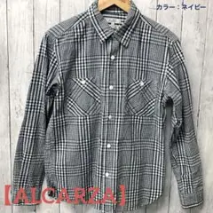 【ALCARZA】アルカルザ　ギンガムチェック長袖 ネイビー　［XL］　Z09