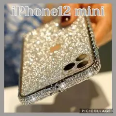 iphone12mini シルバー スマホ バンパー ケース キラキラ