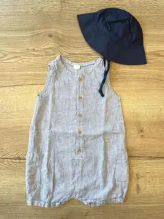 サロペット　リネン　帽子 セット　90 cm