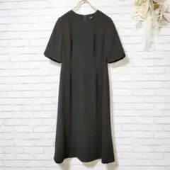 【美品】桂由美 ブラックフォーマル 膝丈ワンピース レディース 7号