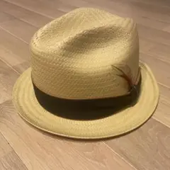 New York Hat USA製ストローハット 羽飾りつき