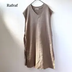 Rafraf サイドリボン付きノースリーブリブニットワンピース ロングベスト ⑤