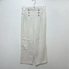 ストレートパンツ　キナリ　麻混　ウエストゴム　春夏秋　カジュアル　L