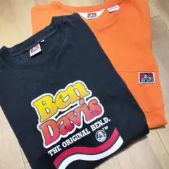 【2枚セット】ベンデイビス　プリント　胸ポケット　Ｌサイズ　ブラック　オレンジ