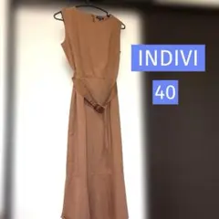 美品インディヴィ　ロングワンピース　ベルト付き