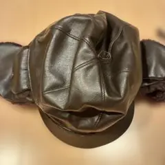 黒い合成皮革フライトキャップ