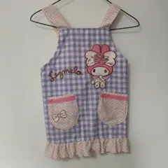 マイメロディ チェック柄エプロン　女の子　110cm