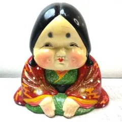 おかめ赤着物姿（貯金箱）