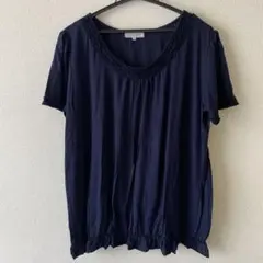 美品　THEORIA ネイビー 半袖トップス　3L