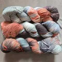 【新品】メリノウール100%毛糸　編み物　手芸　茶色　グレー　300g