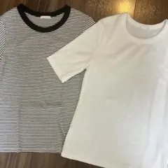 GU ジーユー　リブT ボーダー M