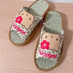 超レア‼️新品‼️日焼けキティ　 ハワイアン ハイビスカス い草マット　ラグ 超レア‼️新品‼️日焼けキティ ハワイアン ハイビスカス い草