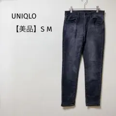 【美品】ユニクロ　デニム　ストレート　ストレッチ　メンズ　ゆったりめ　黒　S M