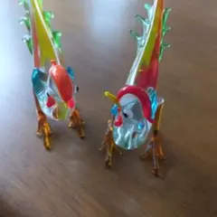 ガラス細工　鳥　キジ　２羽