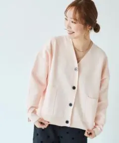 ルクールブラン　スムースアミワイドシルエットVカーデ