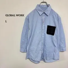 GLOBAL WORK 七分袖シャツ 胸ポケワンポイントおしャc107
