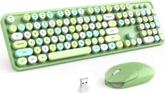 ワイヤレキーボードスマウスセット Mac Windows カラフルグリーンカラー