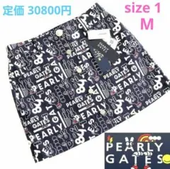 定価3万 PEARLY GATES 総柄 ロゴ ピケ ストレッチ スカート/M