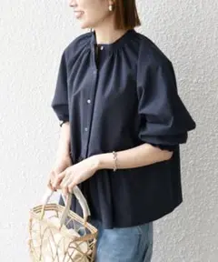 SHIPS any: サッカー ペプラム ギャザー シャツ ブラウス