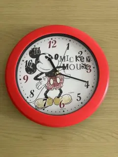ミッキーマウス 掛け時計 赤色