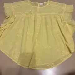 branshes フリル付き半袖ブラウス 黄色