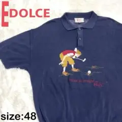 希少✨ドルチェ ビック刺繍 DOLCEおじさん ゴルフ 麻 古着 90'日本製