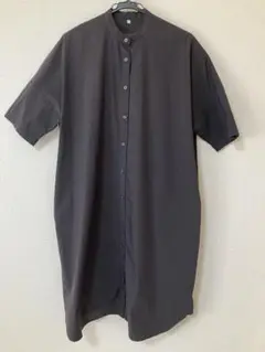 無印良品　五分袖ワンピース　ダークブラウン　M-L