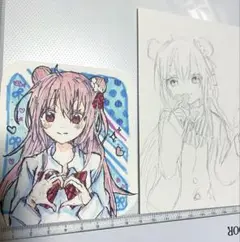 ハッピーシュガーライフ 手描きイラスト ハピシュガ 松坂さとう 2枚まとめ売り