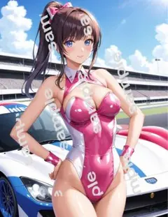 a4ポスター　AIイラスト 美女 アニメ　アート清楚可愛い女の子　レースクイーン
