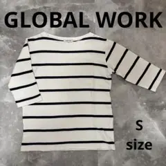GLOBAL WORK トップス Sサイズ メンズ 7部丈 ボーダー柄 半袖