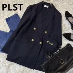 美品＊【プラステ】ウールブレンドダブルジャケット 金ボタン ネイビー 紺ブレ L