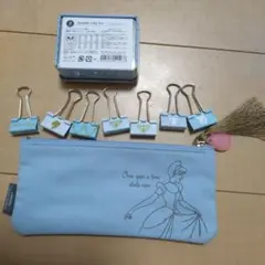 シンデレラ　ダブルクリップ7個　＆　ペンケース