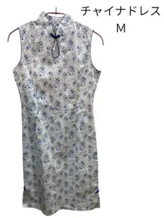美品　花柄本格チャイナドレス Mサイズ　中国製　夏涼しい