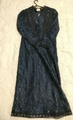 ZARA 総レース ワンピース ドレス ネイビー×ブラック Mサイズ