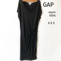 GAP ロングワンピース　黒　フレンチスリーブ　レーヨン X X S