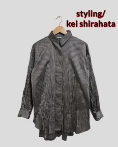 styling/ kei shirahata サテンブラウス シャツ ストライプ