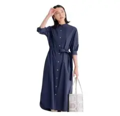 未使用タグ付き　23区　プレーンストレッチタフタ シャツ ワンピース　2023年
