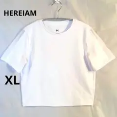 HEREIAM ヘレイアム 高ストレッチ クロップドTシャツ XL 白