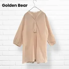 Golden Bear 七分袖 バンドカラーＶネックブラウス【LL】ストライプ