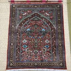 クム産　シルクペルシャ絨毯　79.5×65㎝　東な7-0805①