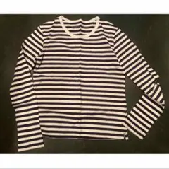 【美品】HUMANWOMAN ボーダートップス　カットソー　ネイビーホワイト